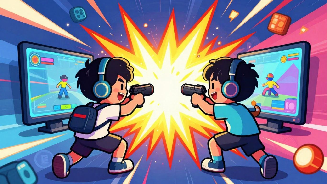 Two players enjoying a colorful online game.