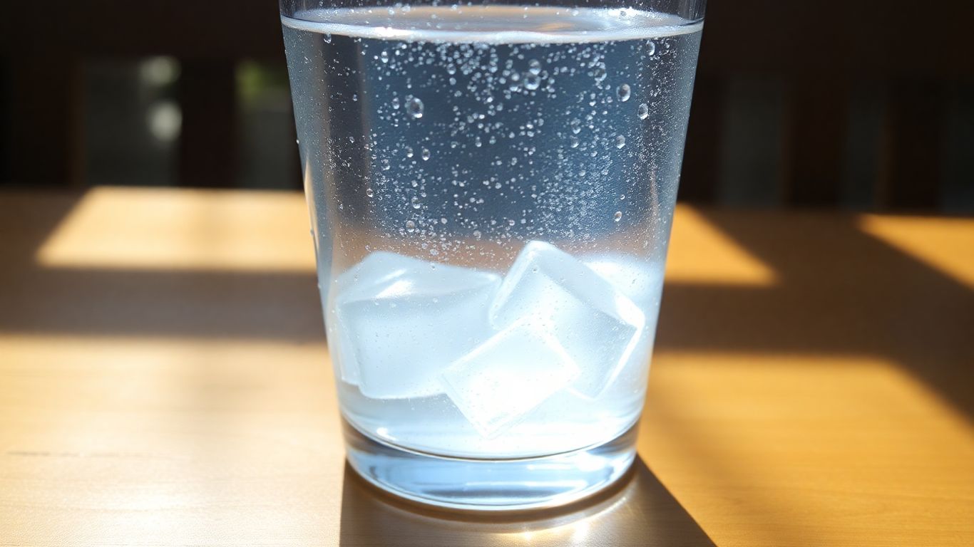 Glass of water with ice cubes