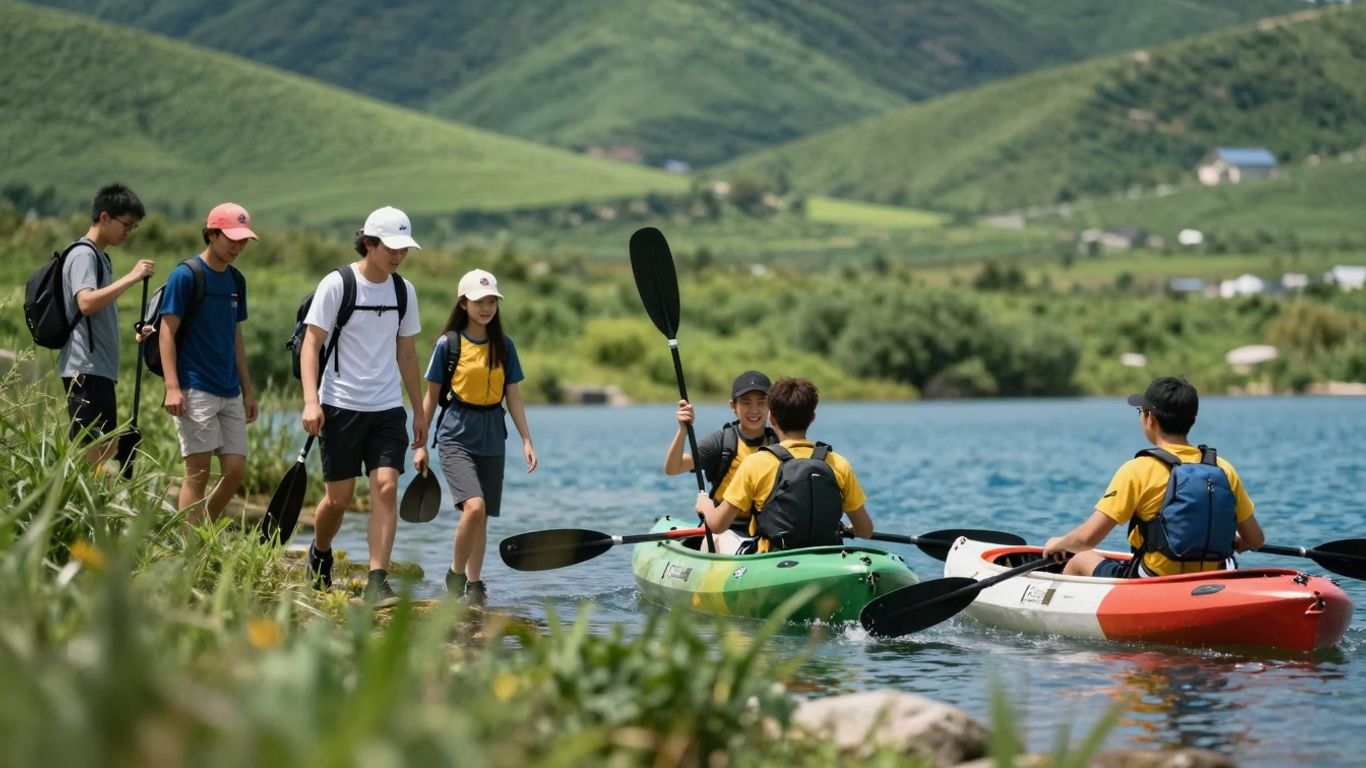 Studenci na zajęciach z turystyki i rekreacji w plenerze.