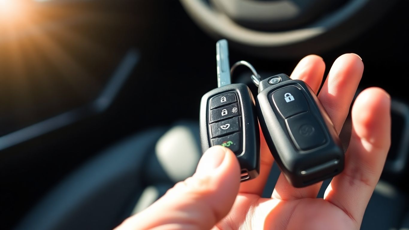 Hand holding car key, new Nissan purchase.