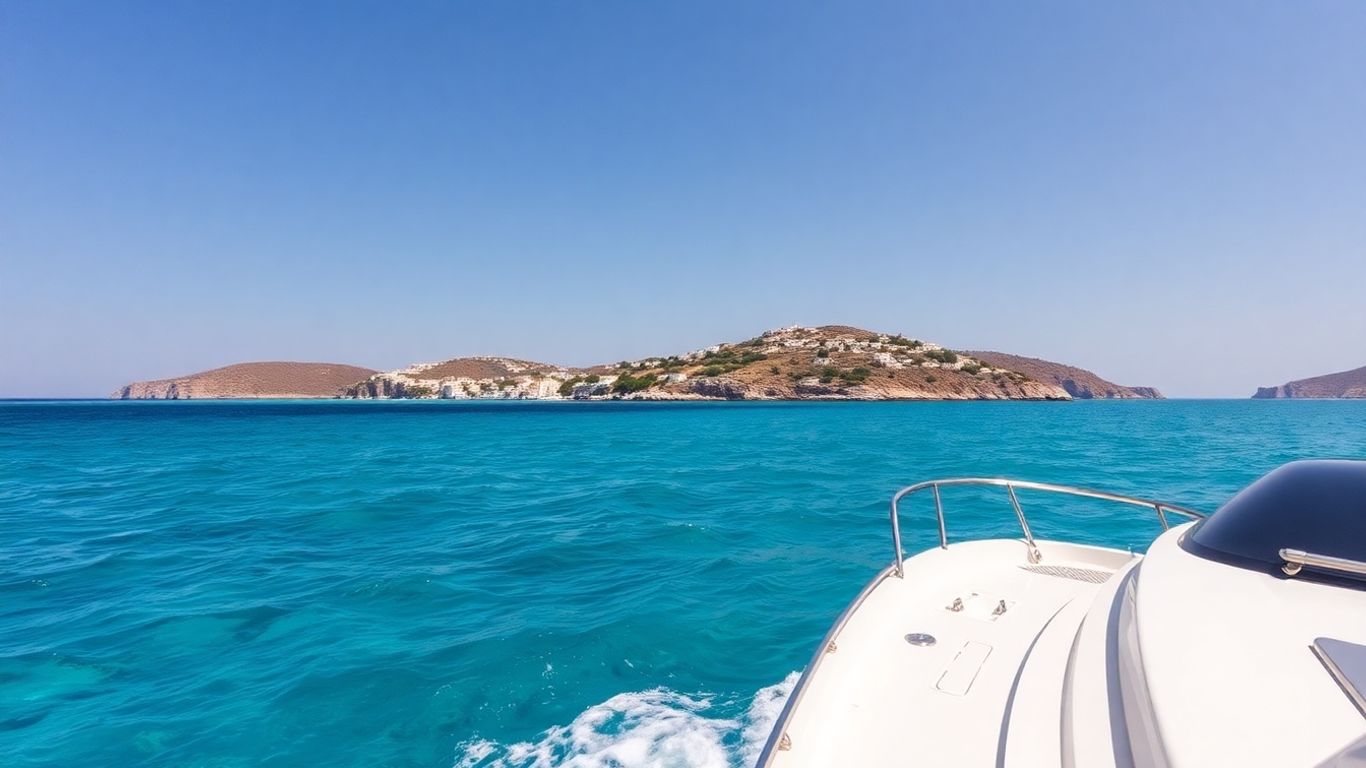 Yacht sailing near Greek islands