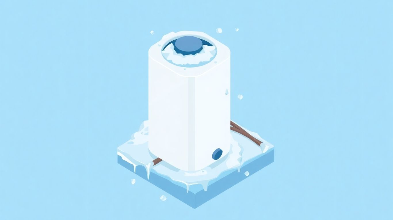 Frozen tankless water heater illustration