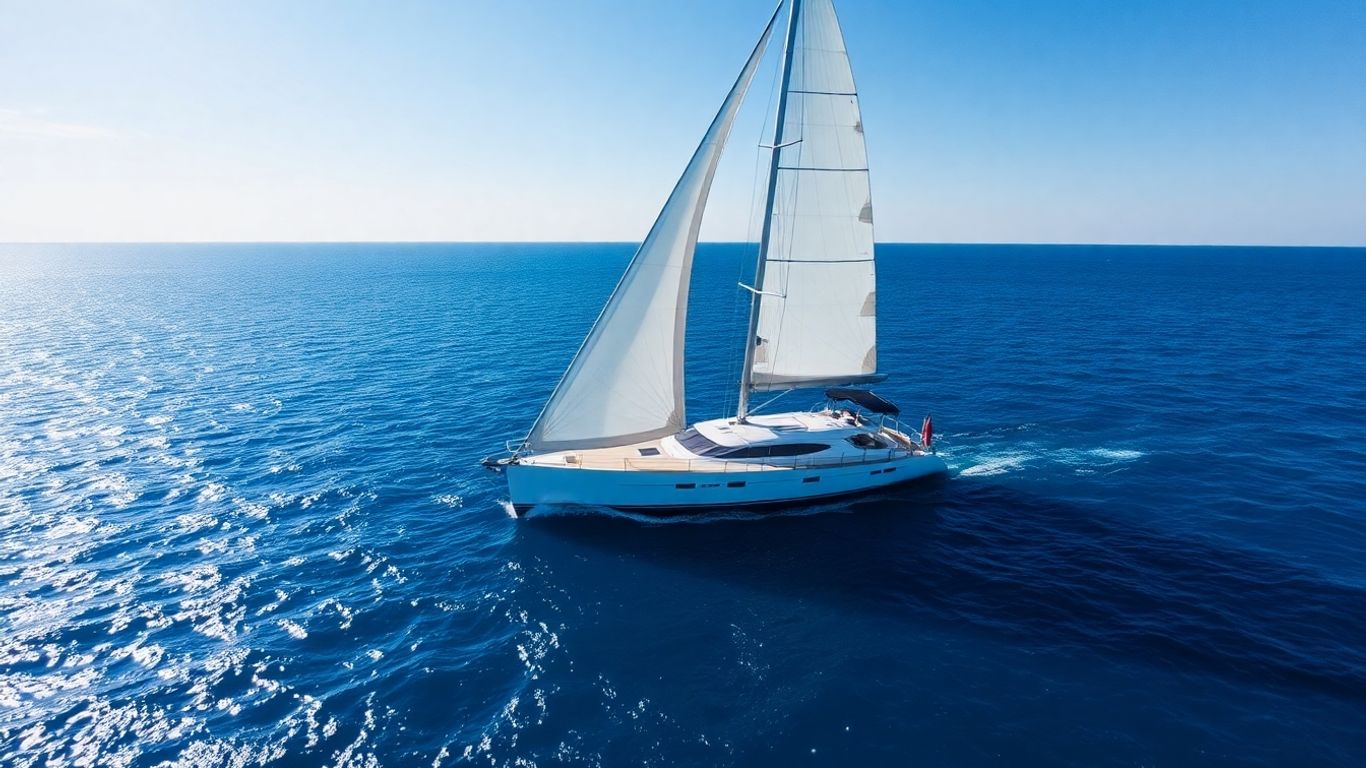 40 foot sailboat sailing on a blue ocean