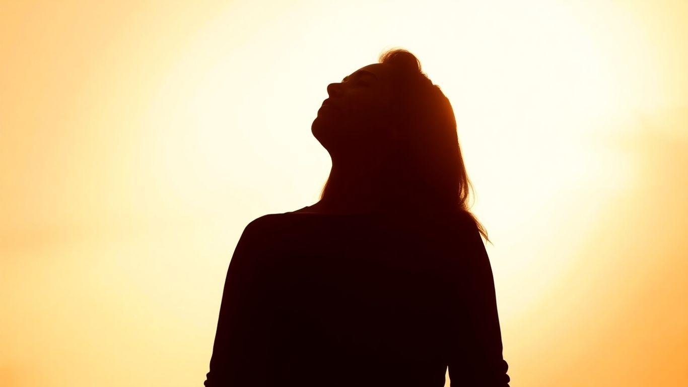 Person looking up with confidence and inner peace.