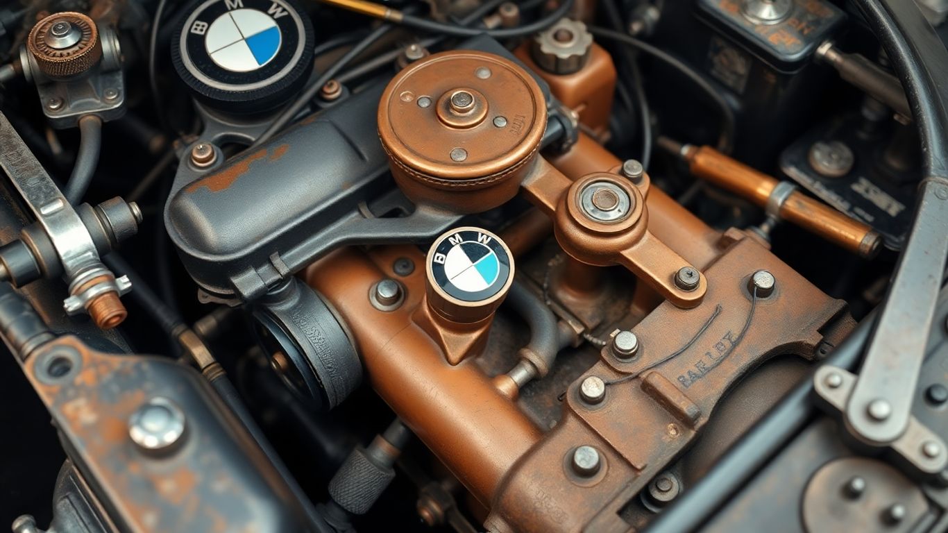 BMW engine bay with tools