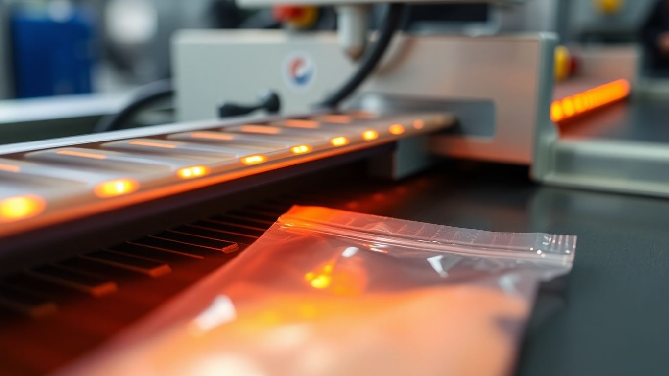 เครื่องซีลสายพานกำลังทำงาน