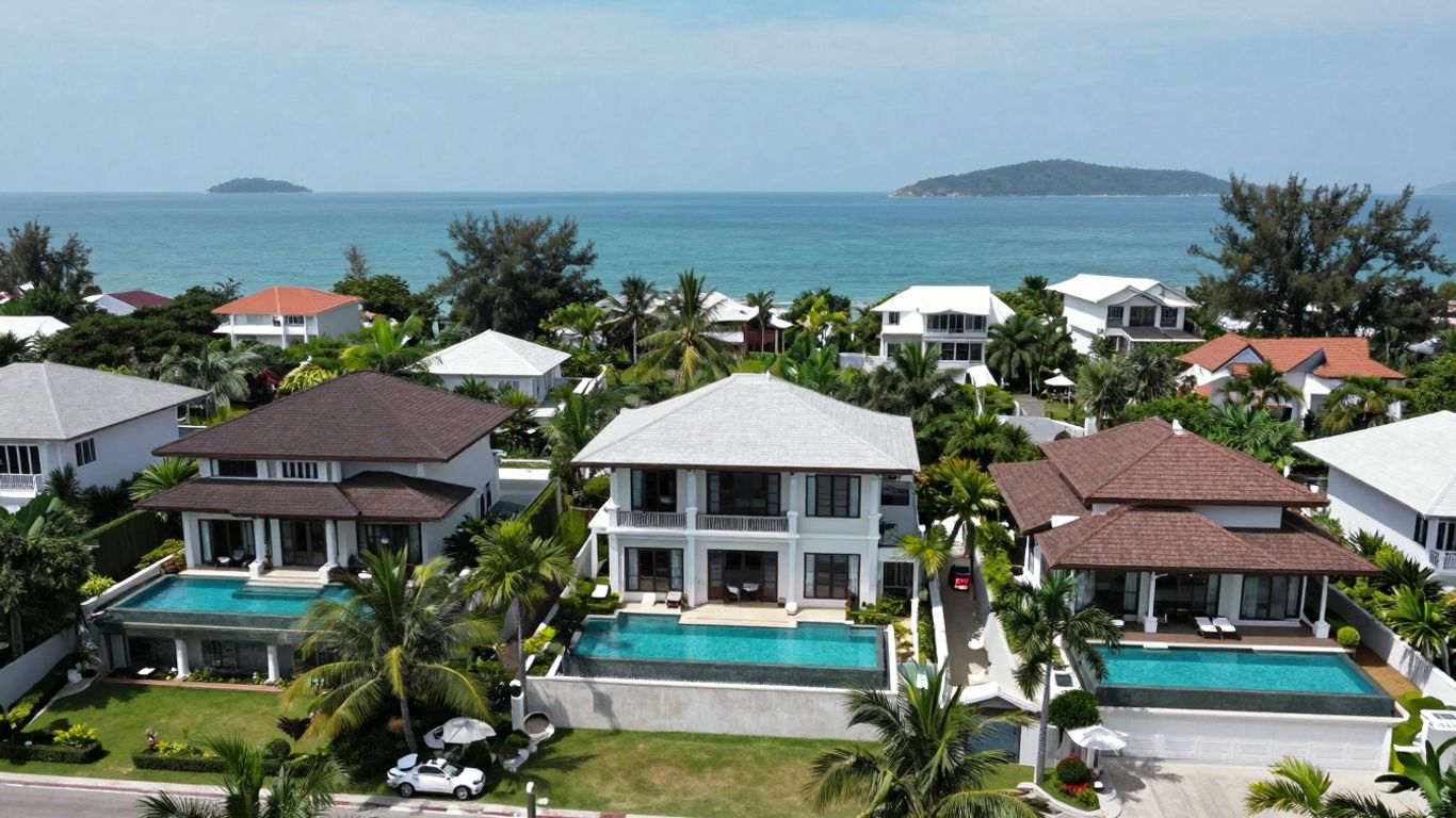 Opulent villas on Phuket's Millionaire's Mile overlooking the sea.