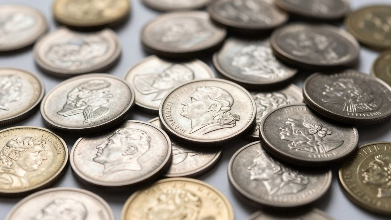 Pile of uncirculated silver and gold coins.