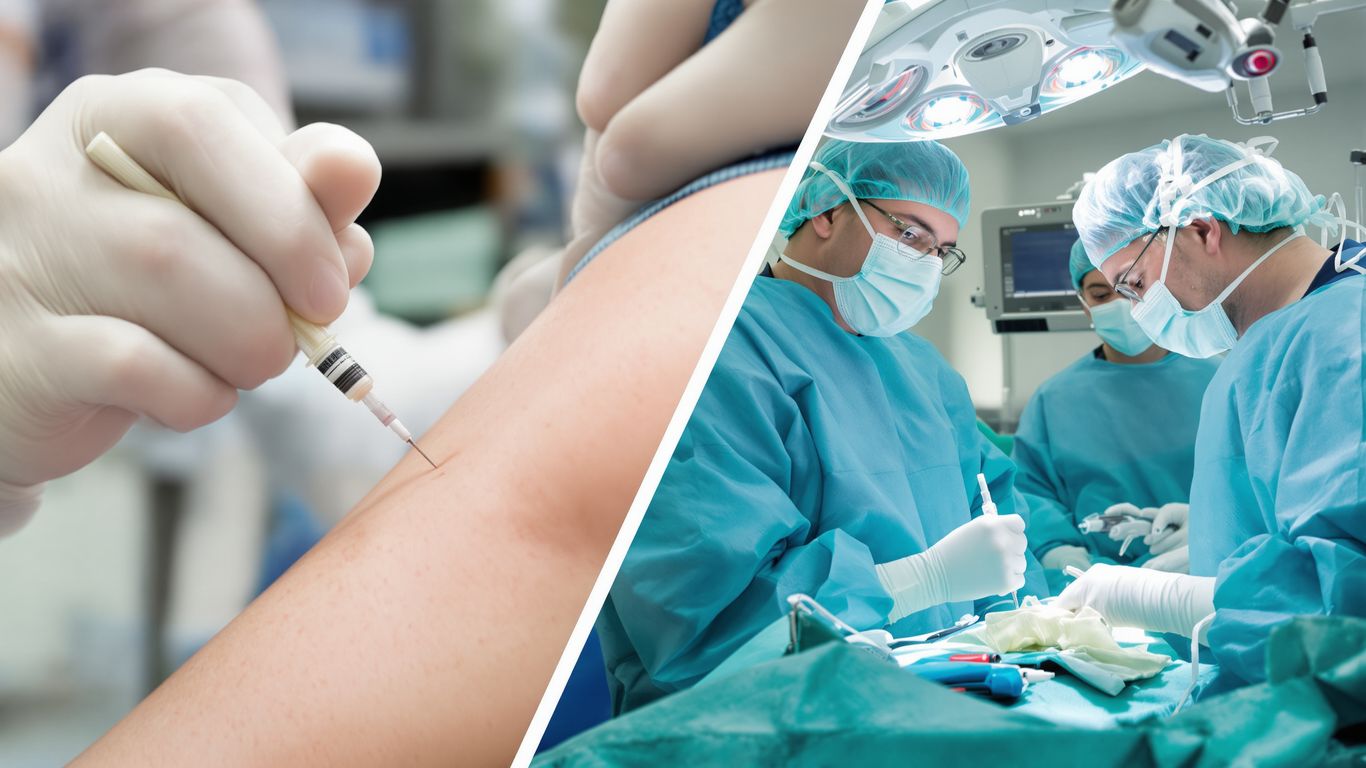 Inyección médica versus sala de operaciones