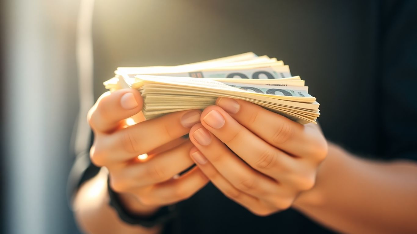 Hands holding money, financial concept
