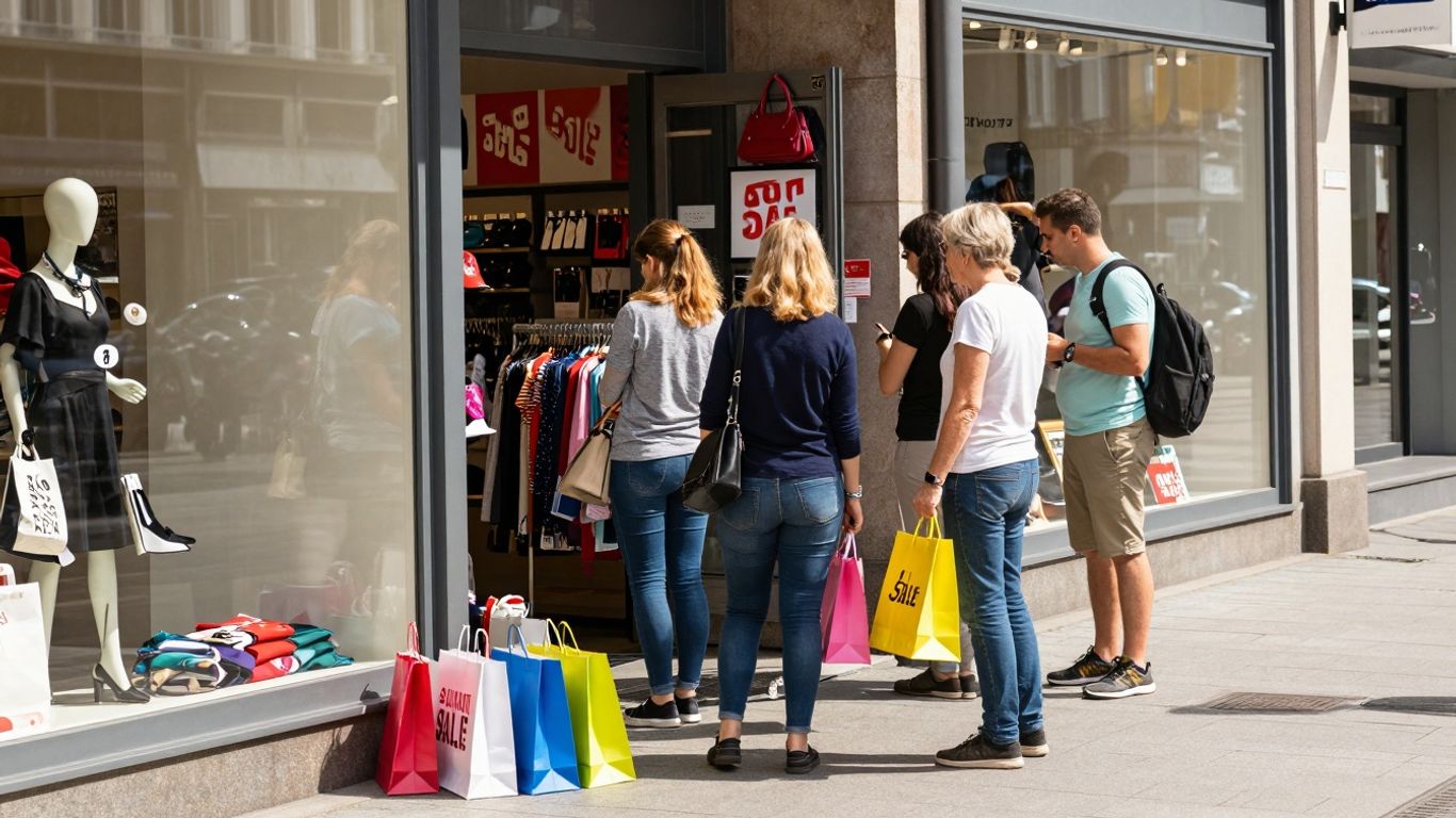 Rue commerçante allemande pendant un grand événement de soldes