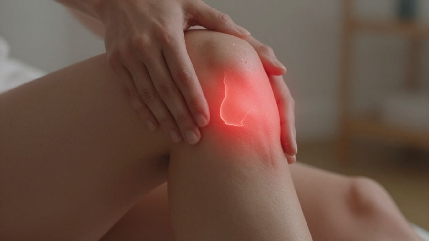 Lumière rouge sur une articulation de genou pour soulager la douleur.