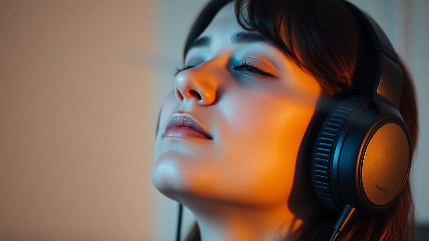 Person experiencing AI ASMR with eyes closed.