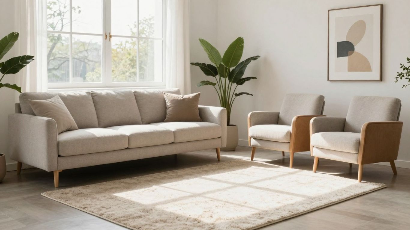 Modern living room with stylish furniture and natural light.