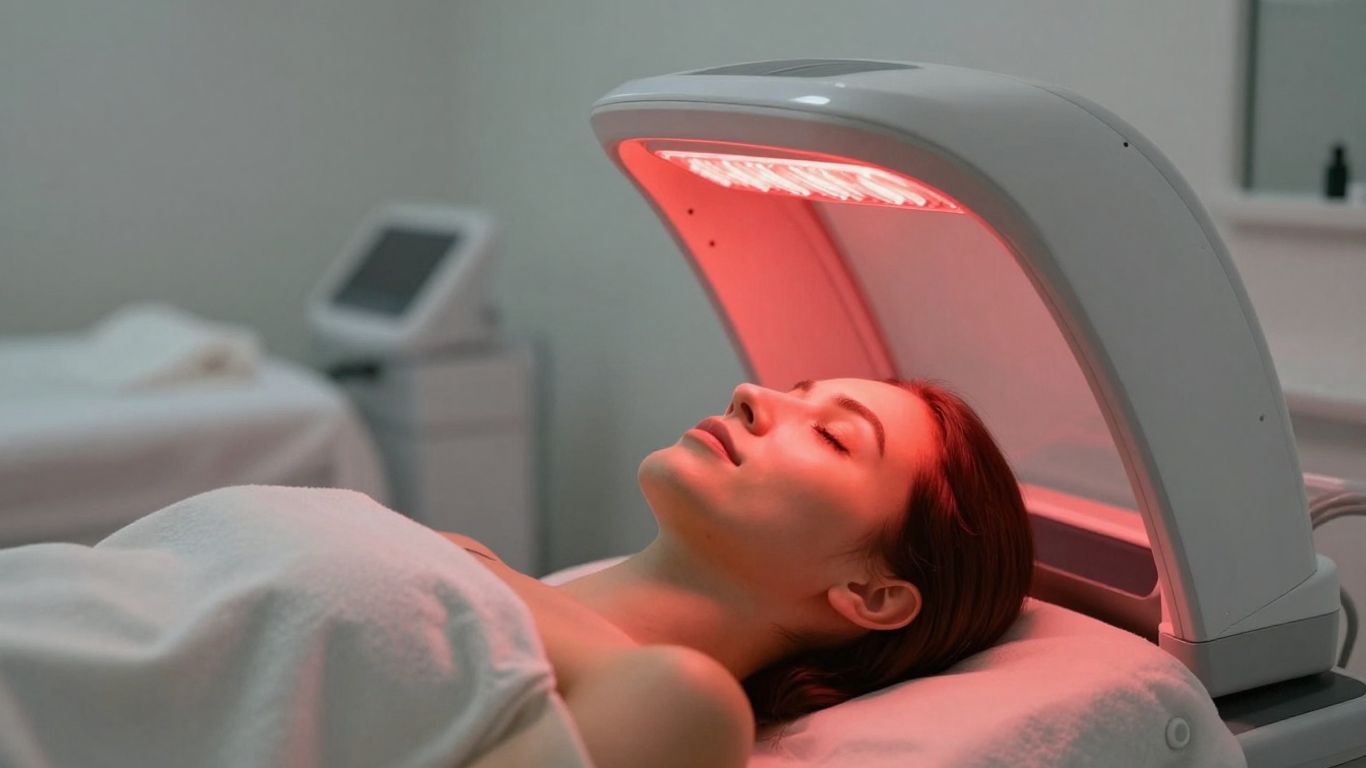 Red light therapy session for wellness and healing.