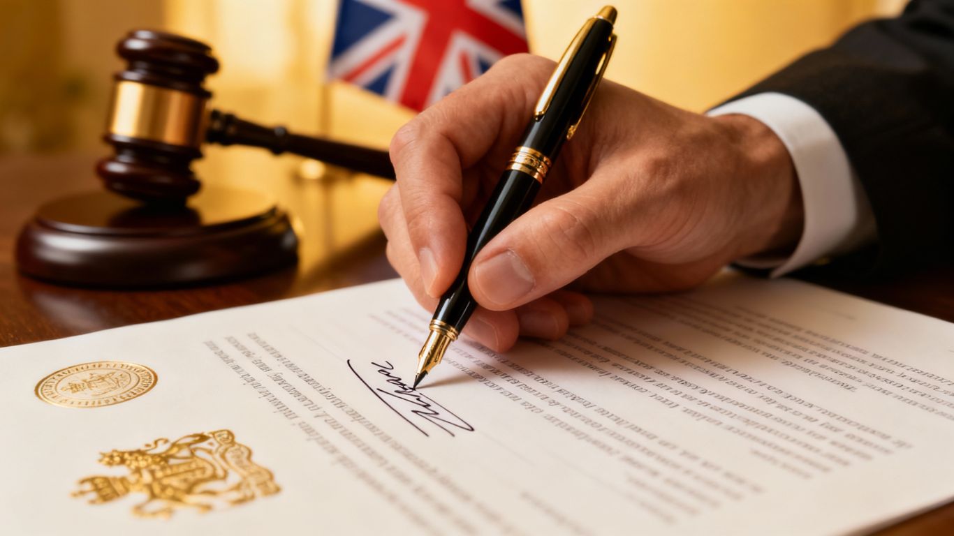 Signing a legal document for enduring power of attorney.