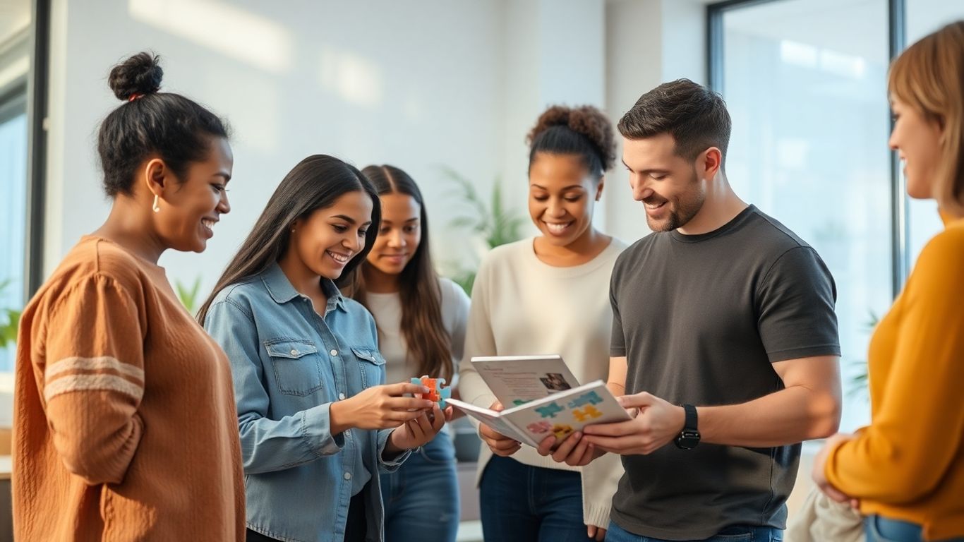 People connecting and collaborating in a supportive environment.