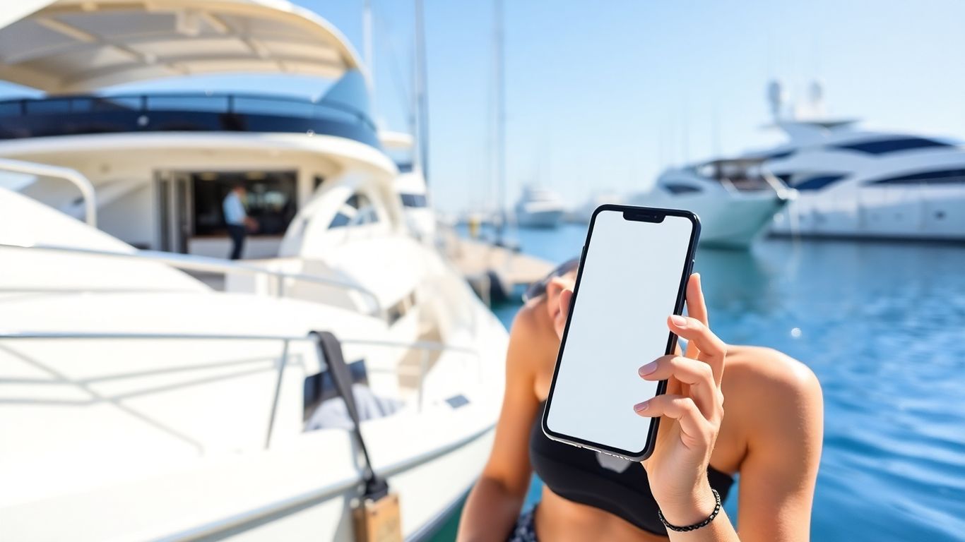 Person using a boat finance calculator on a smartphone.