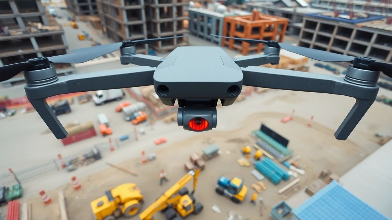DJI Mavic 3 Thermal drone inspecting a construction site.