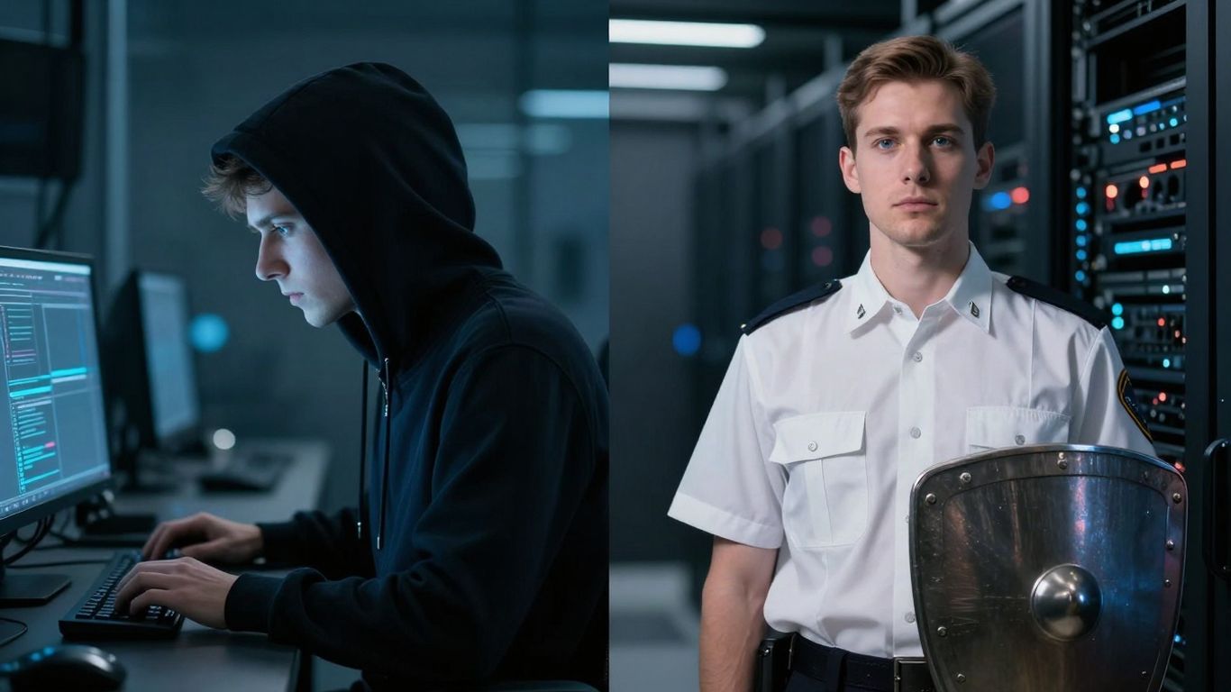 Red and blue team cyber security professionals in action.