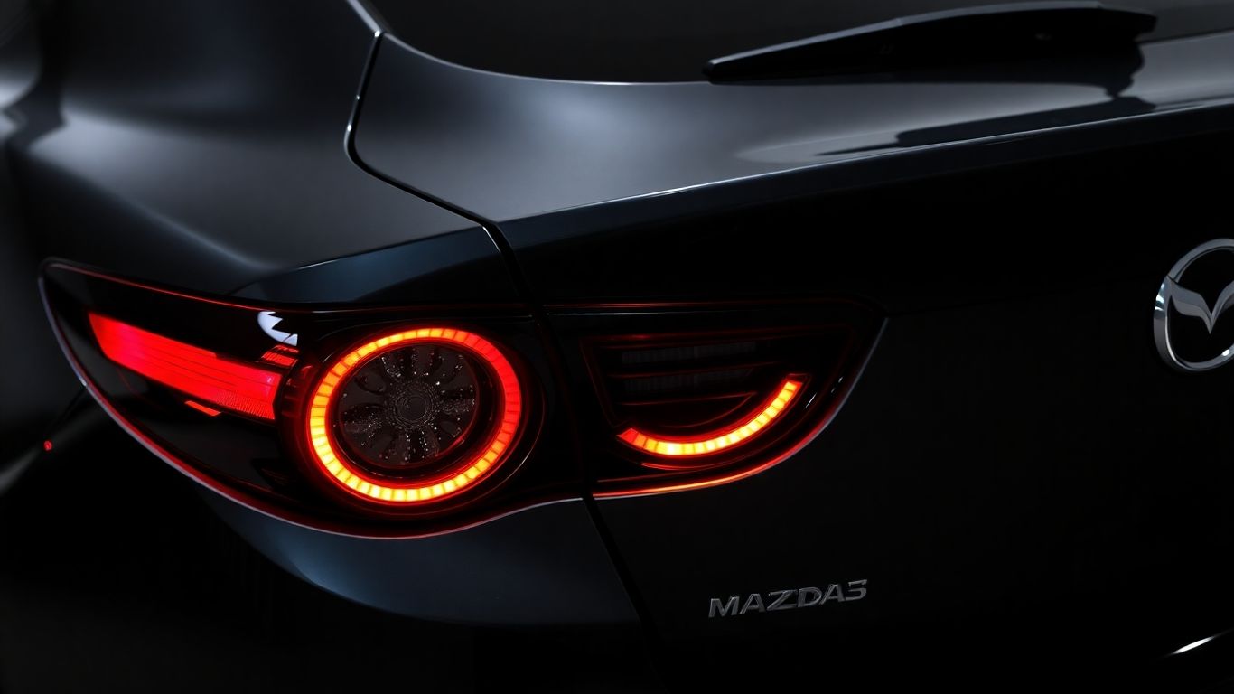 Mazda tail lights upgraded with custom red lighting.