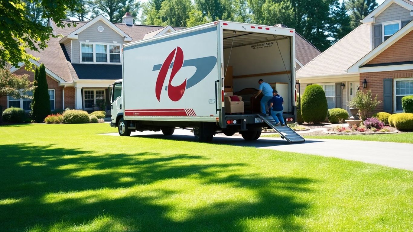Moving truck loading furniture in New Jersey.