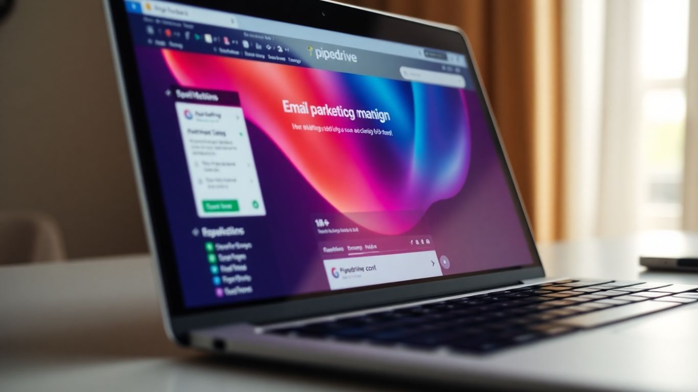 Pantalla de Pipedrive CRM con campaña de email marketing activa.