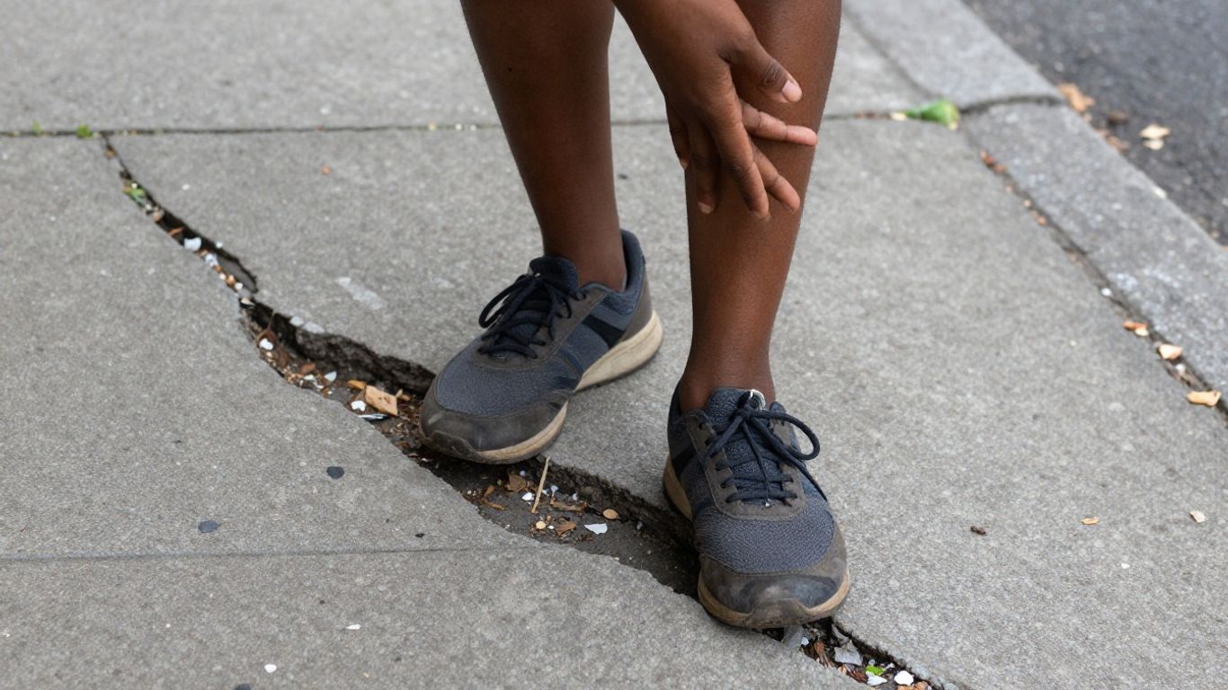 Uneven pavement causing a fall hazard