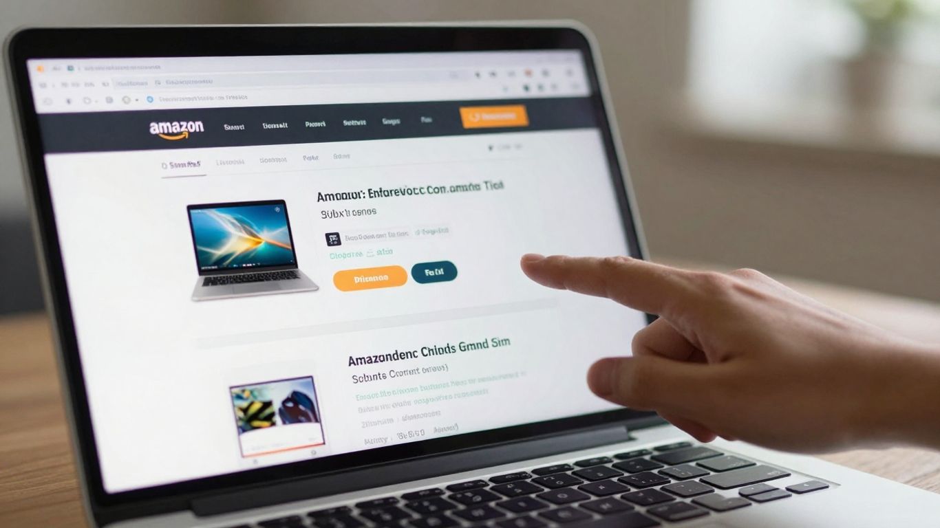 Amazon product listing on a laptop screen.