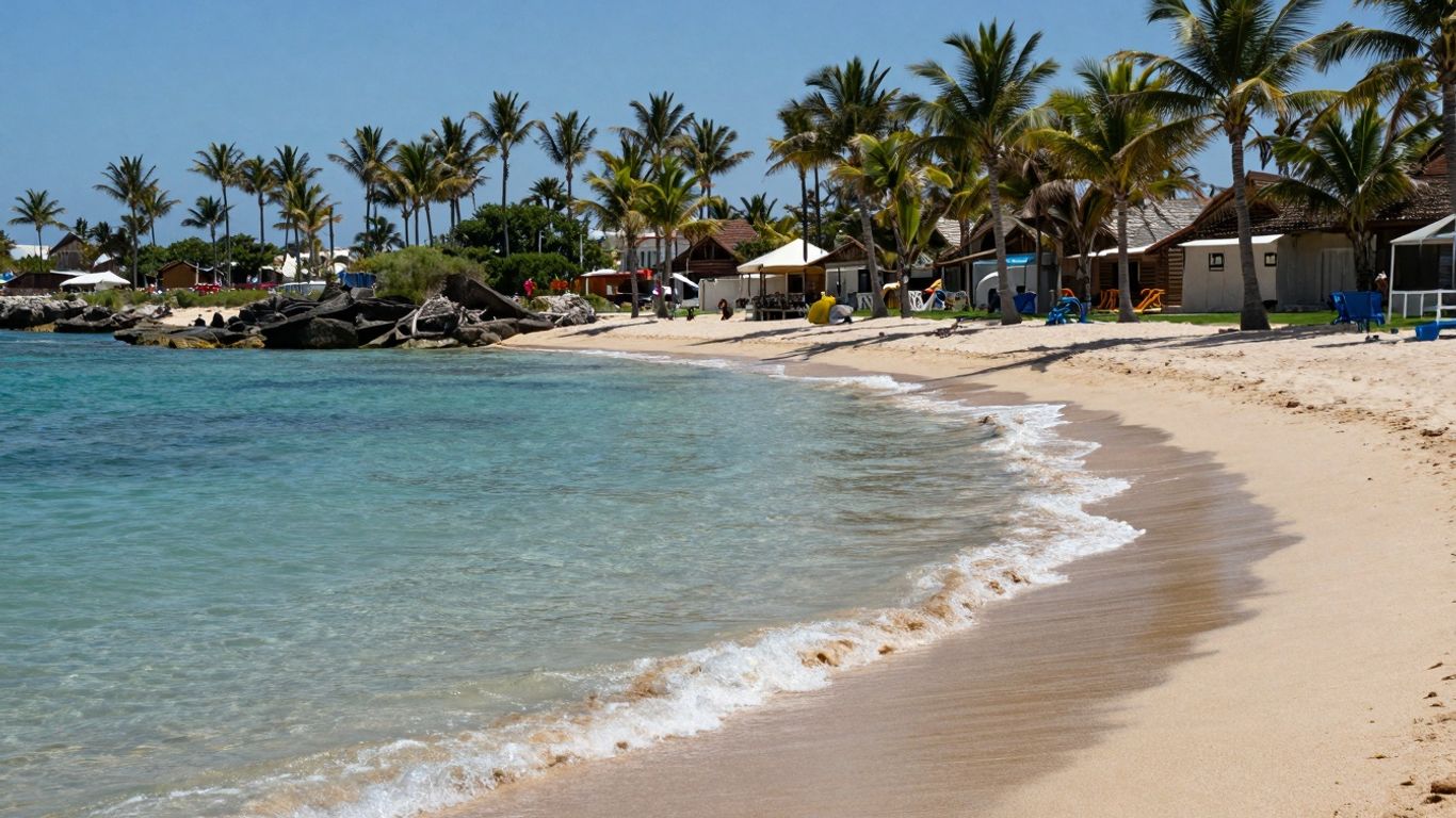 Calm turquoise waters and sandy beach in Cabo.