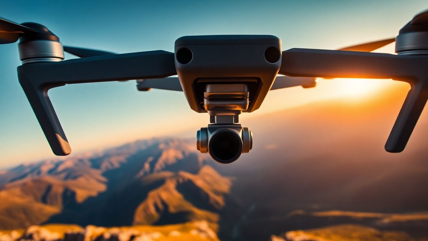 Drone capturing a scenic mountain landscape.