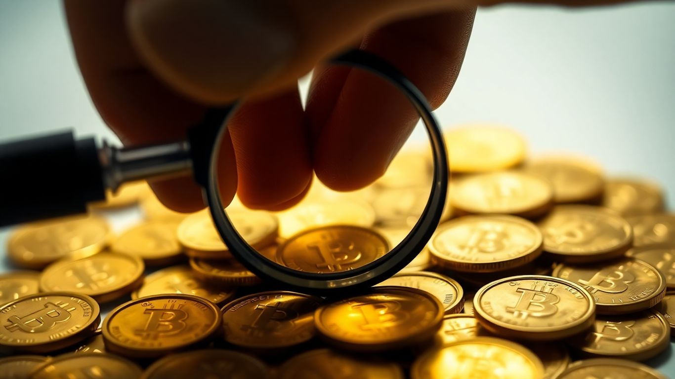金手用放大镜检查金币。