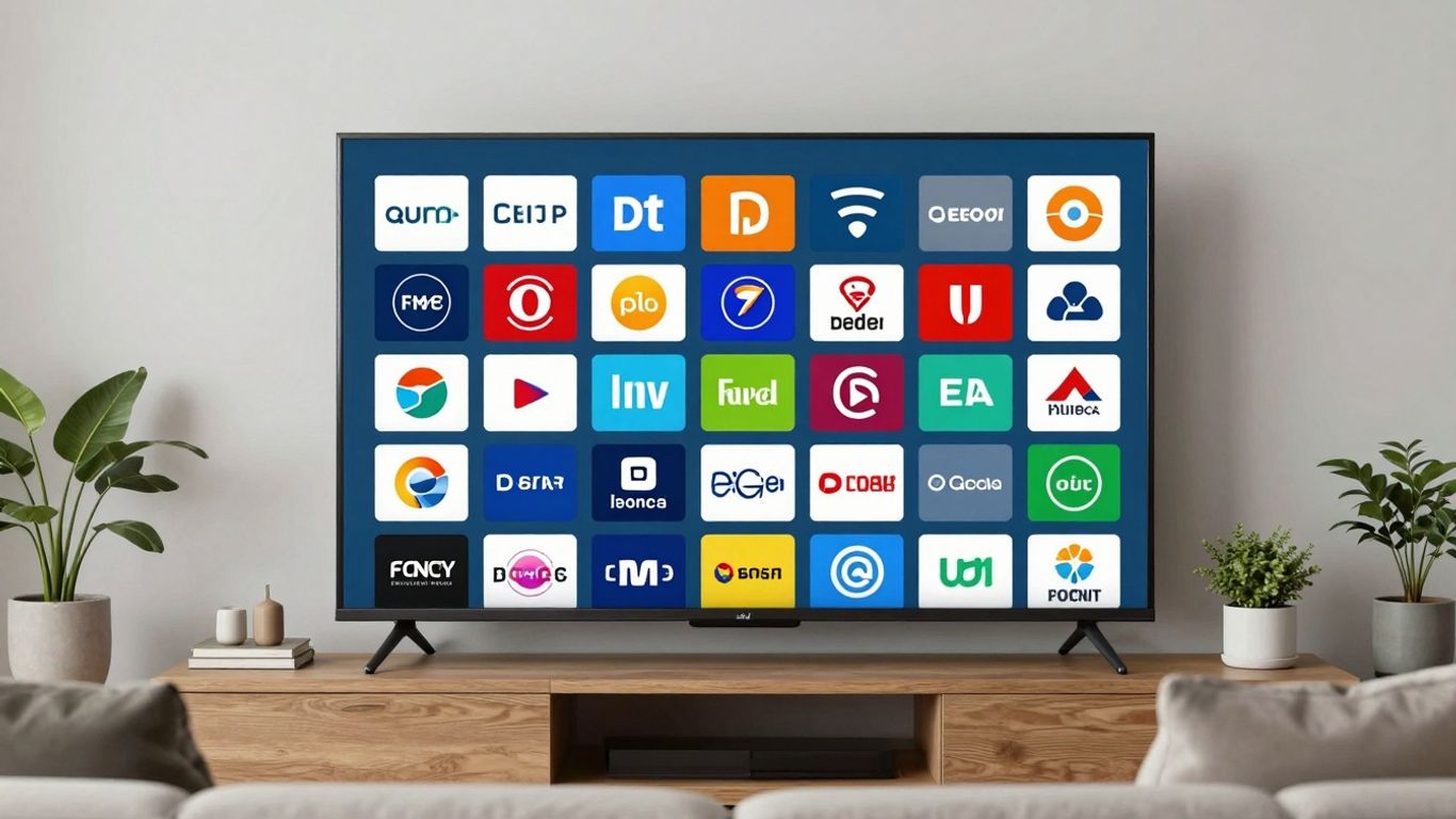 Television screen showing IPTV channel logos