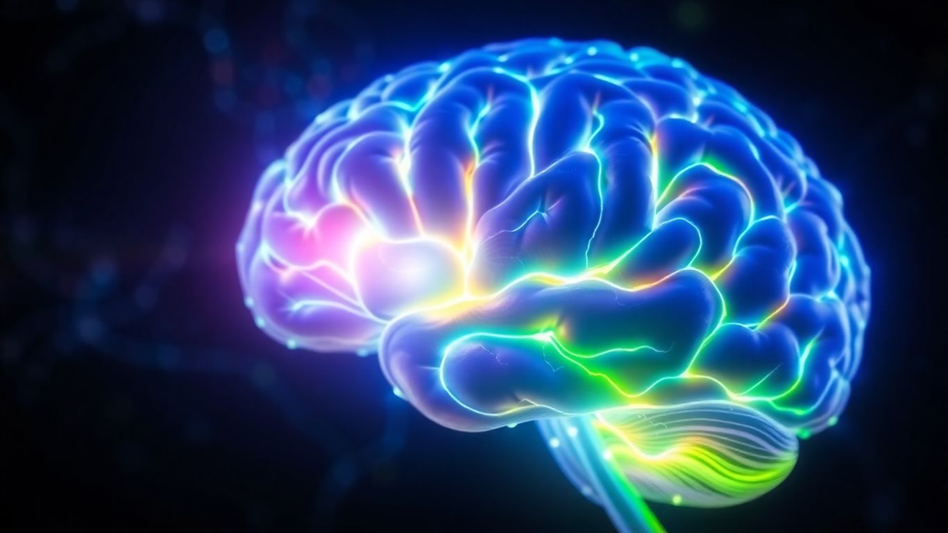 Brain with glowing neural pathways