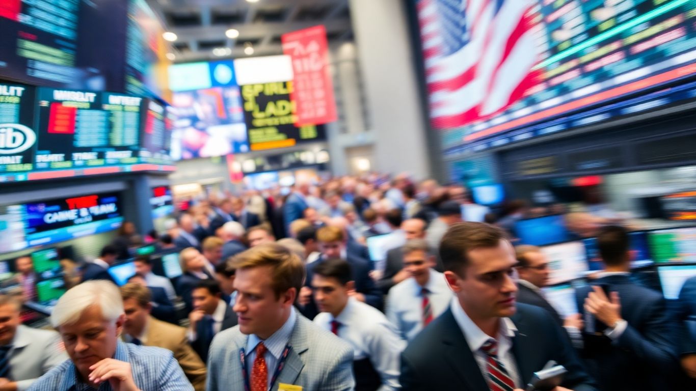 Day trading brokers and clients in a busy financial setting.