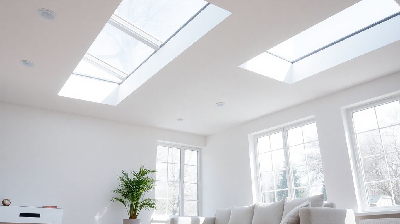 Bright living room with natural light from ceiling fixtures.