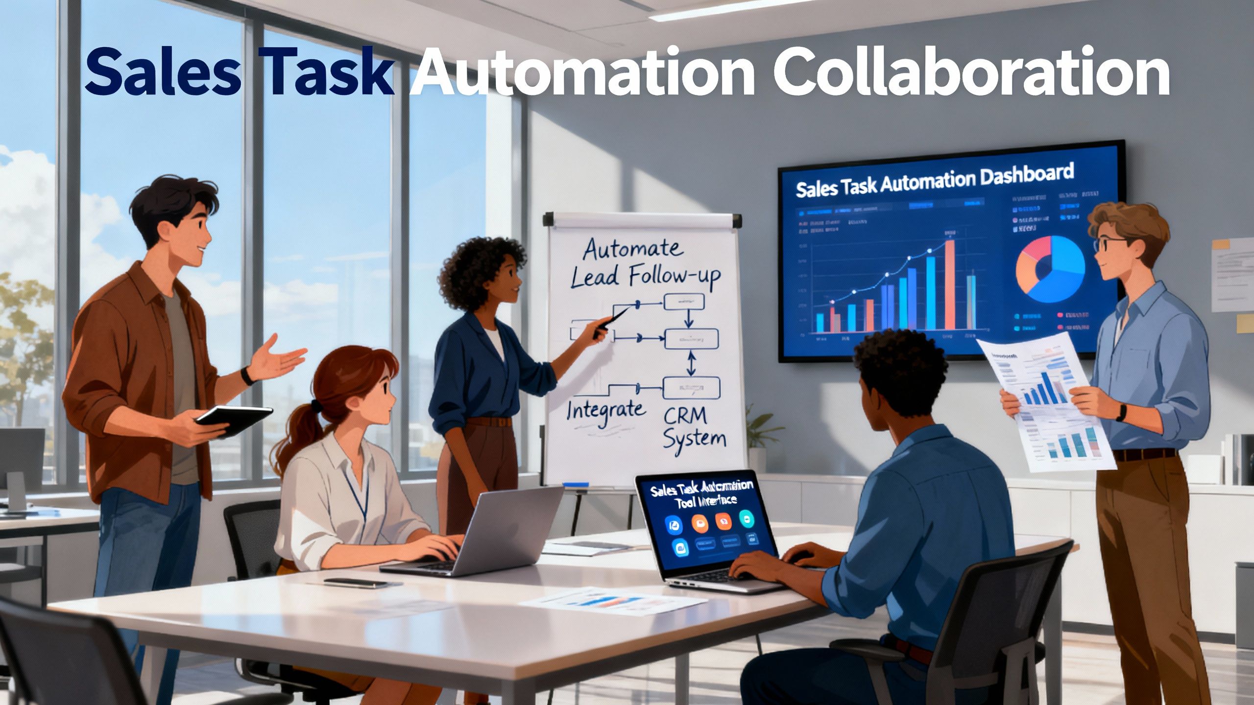 Team collaborating on automating sales tasks with sales task automation