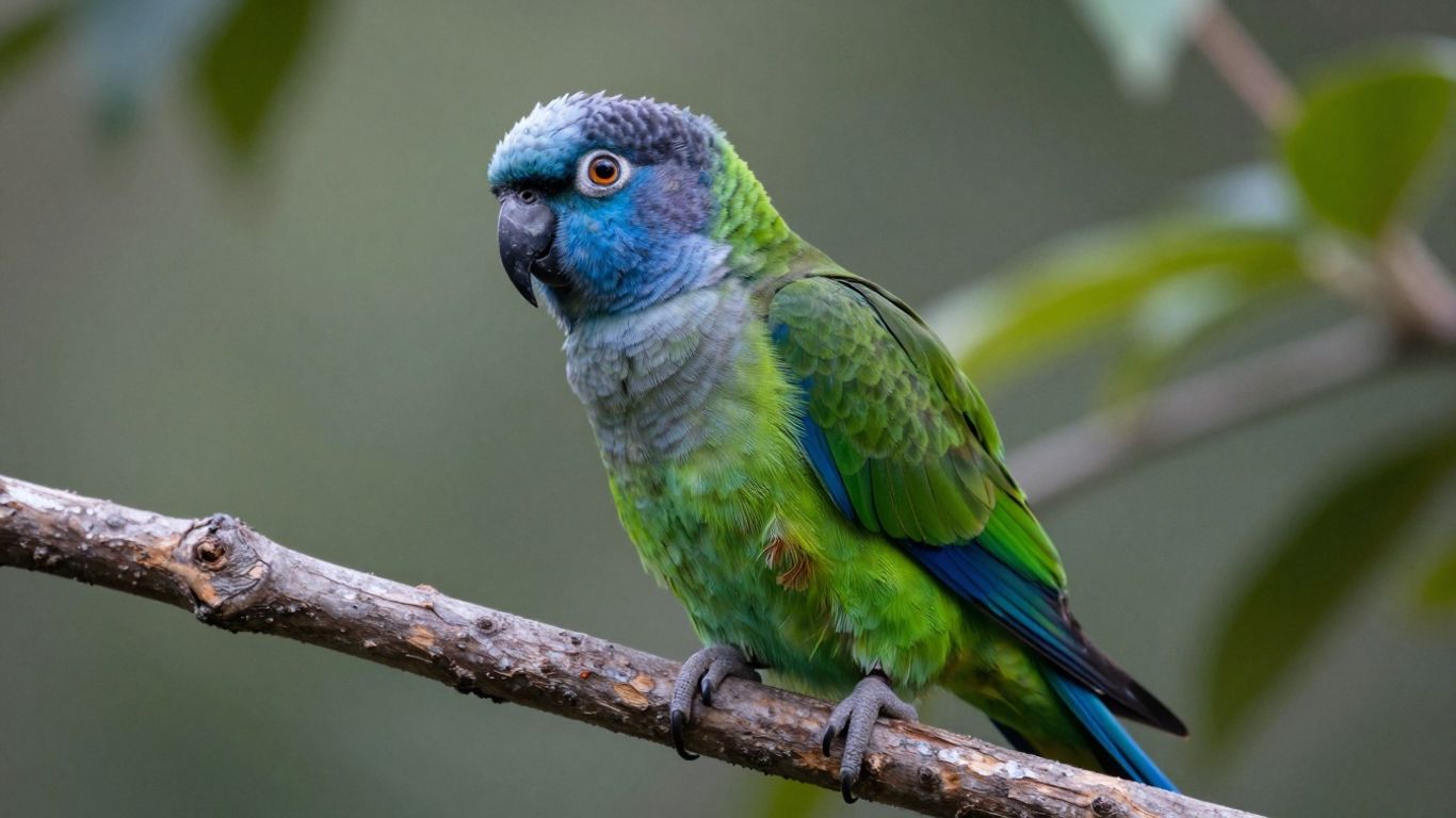 Dusky-Headed Conure bird perched on a branch.