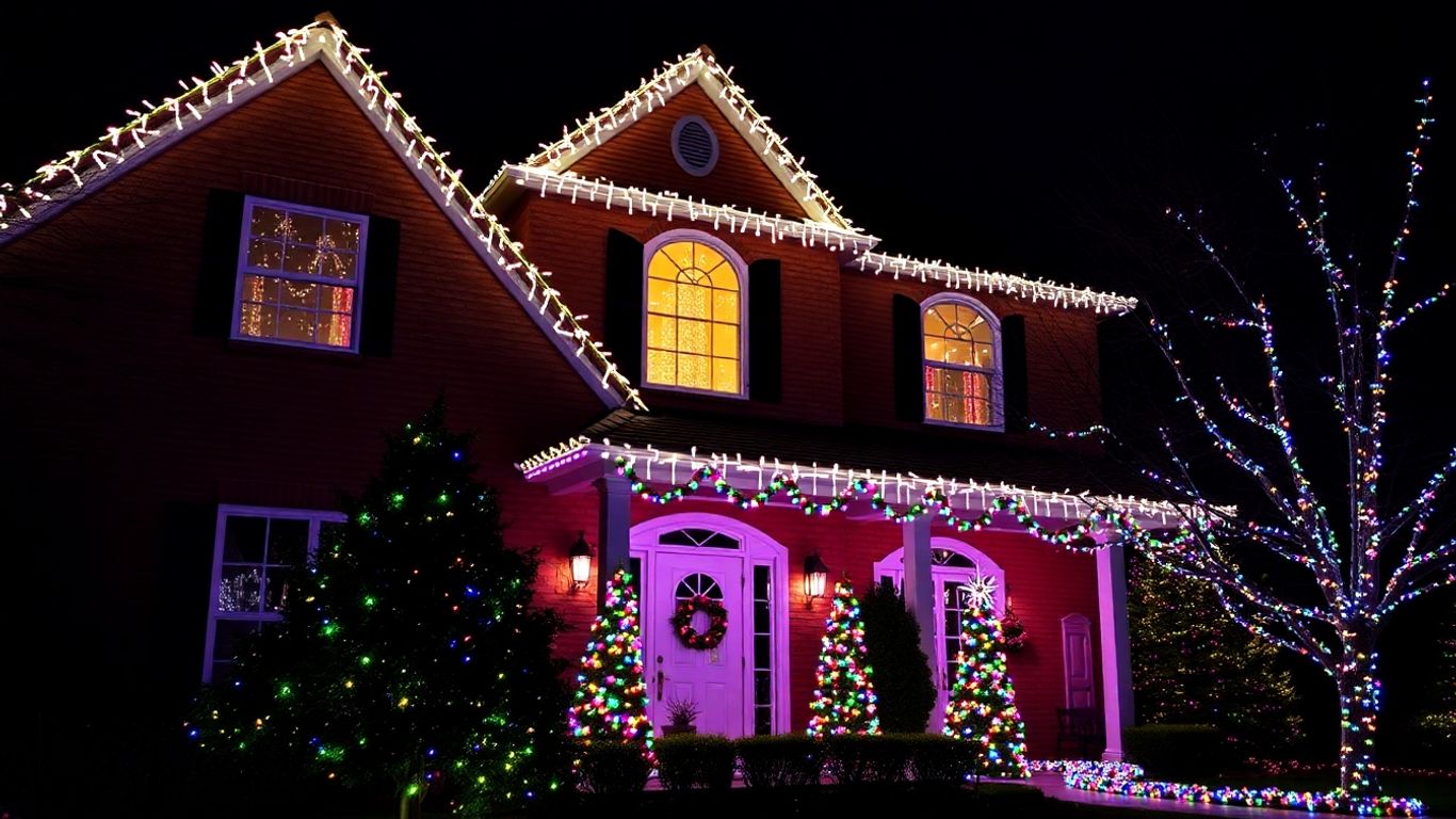 Ballwin house with professional Christmas light installation.