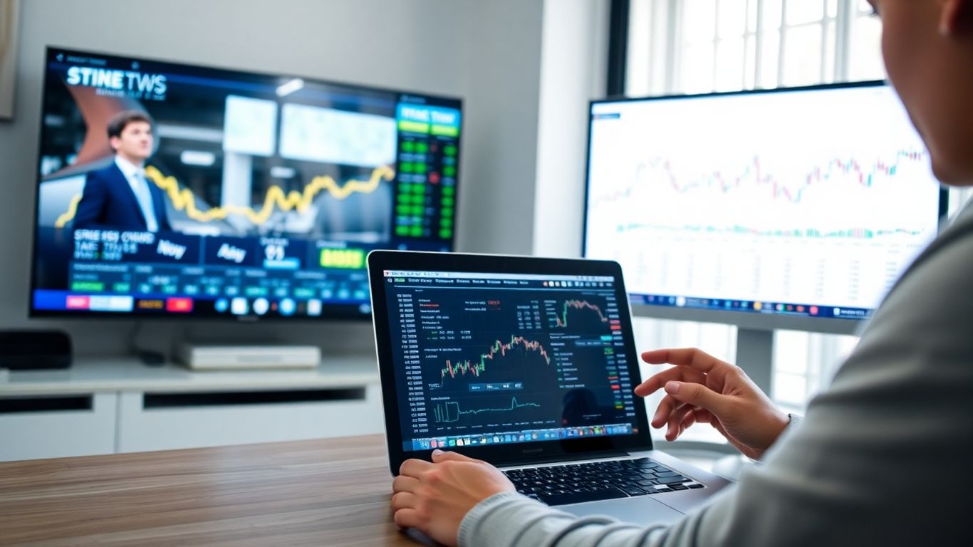 Beginner studies stock data at home office desk