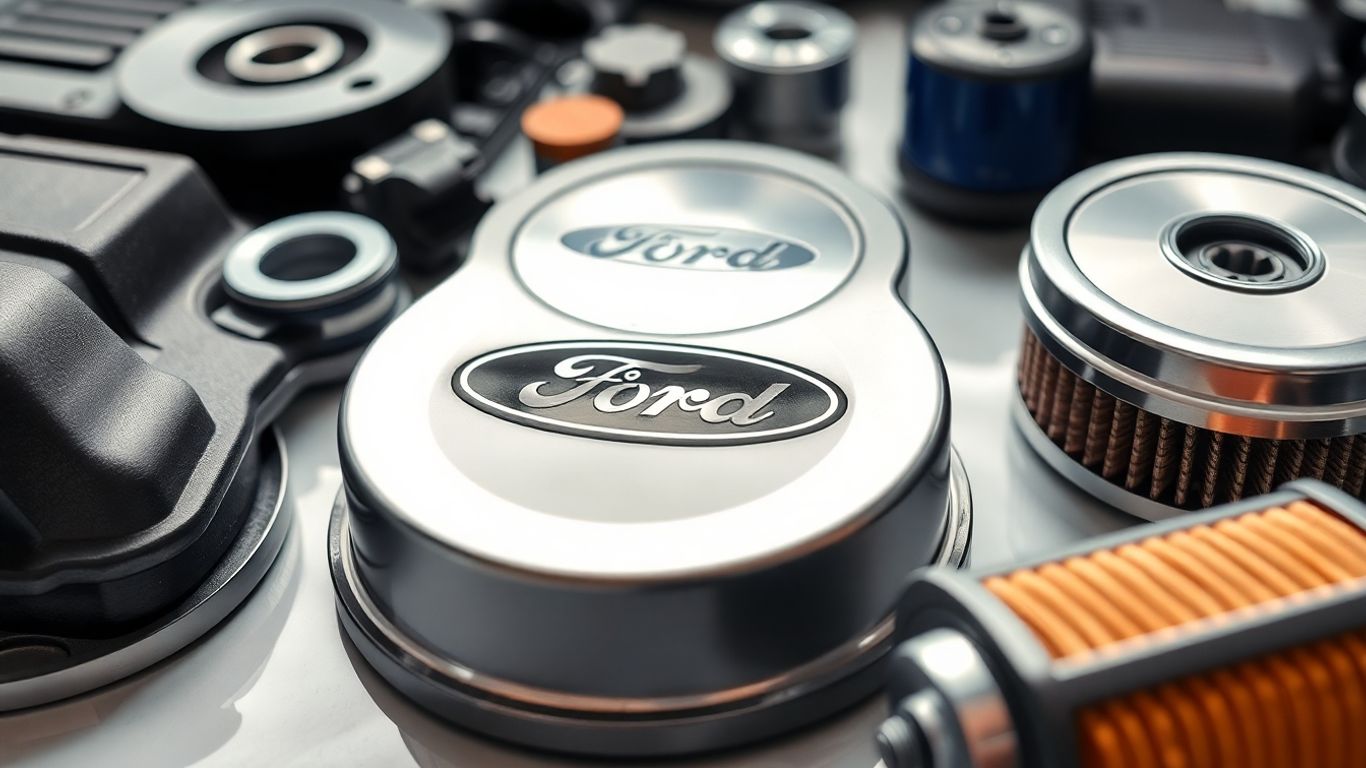 Quality Ford car parts arranged neatly.