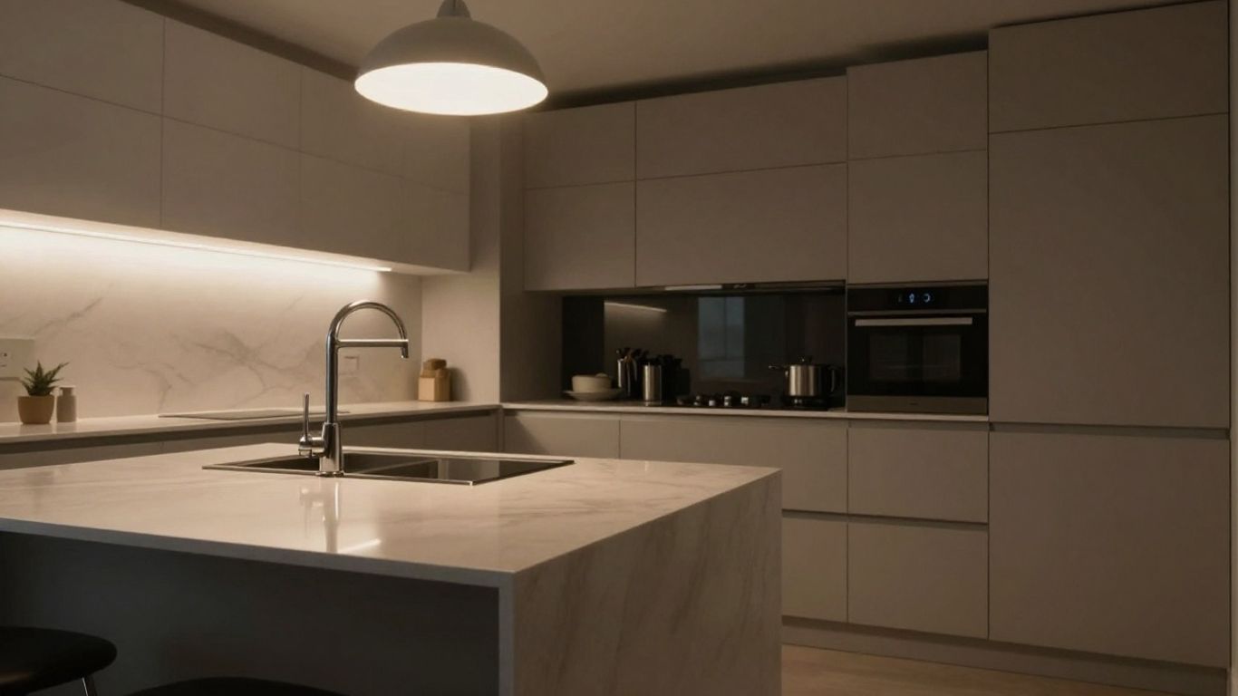 Modern kitchen ceiling light illuminating a stylish kitchen.