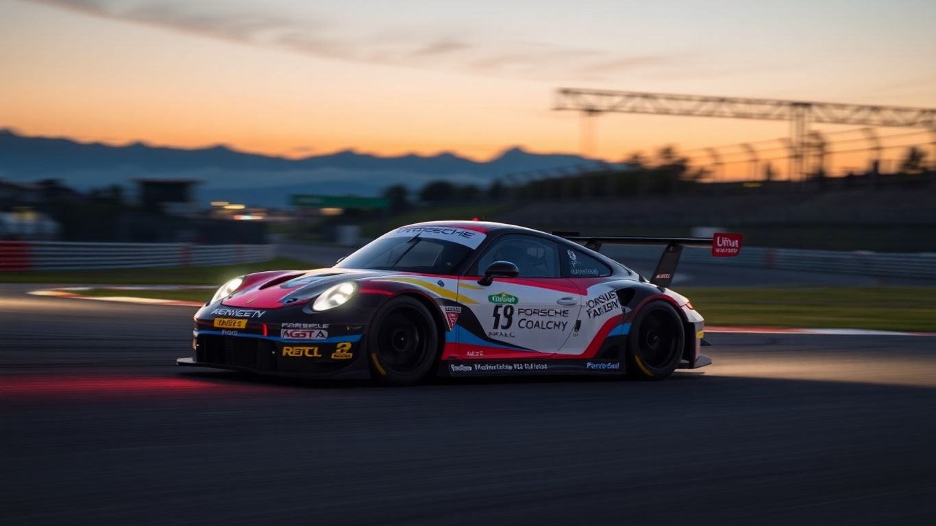 Porsche 911 RSR racing at Fuji Speedway.