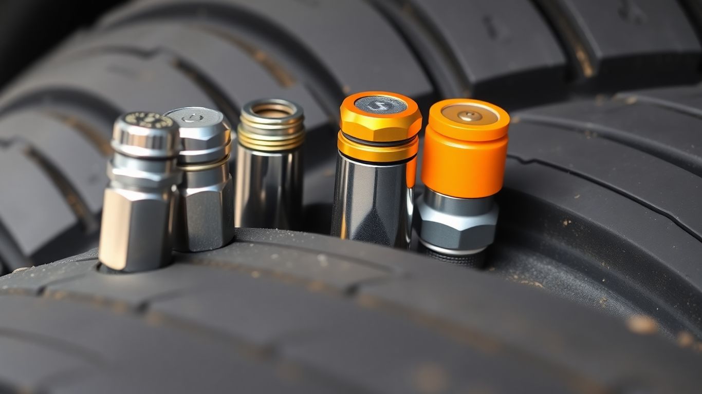 Car tire valve stems with and without different caps
