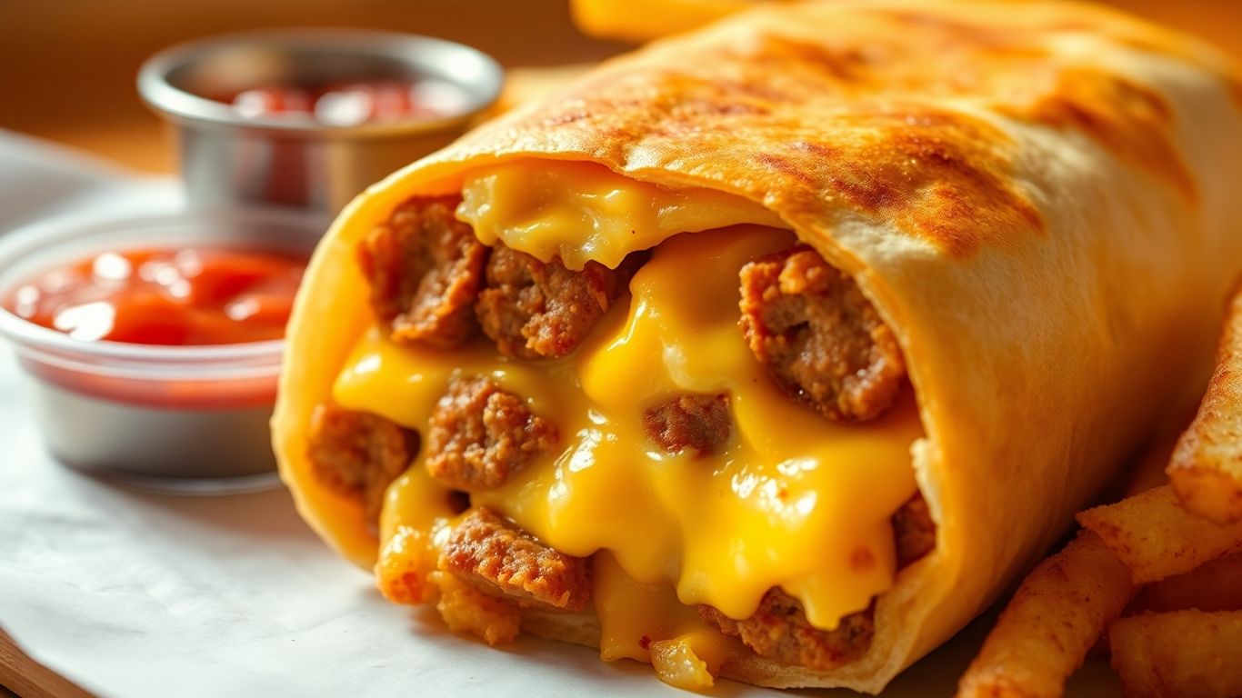 Jack in the Box breakfast burrito with hash browns and salsa.