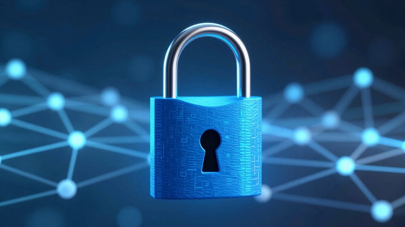 Lacăt digital pe o rețea online securizată.