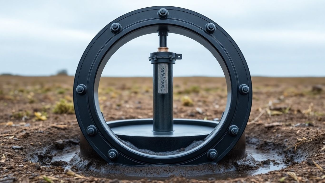 Well seal protecting water source from storms and contamination.