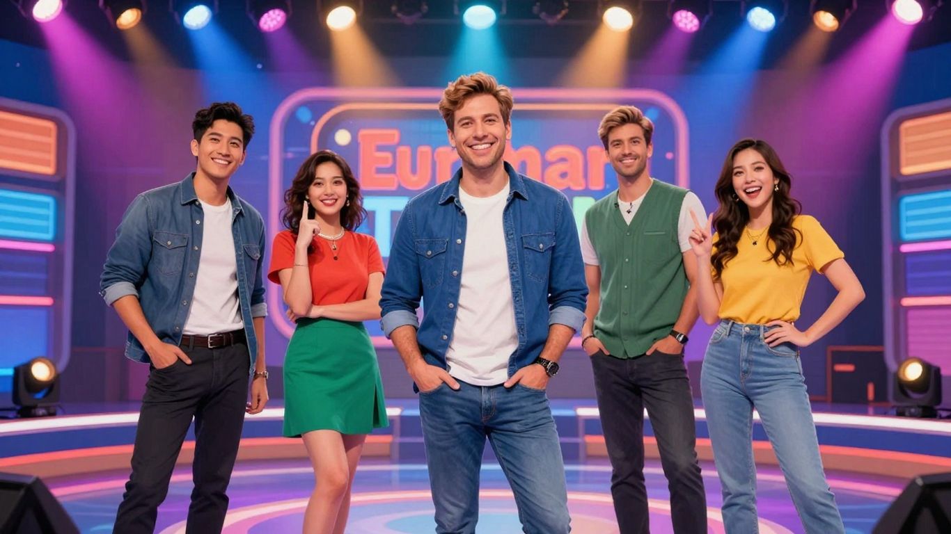 Entertainment Tonight hosts in a fun, game-like setting.