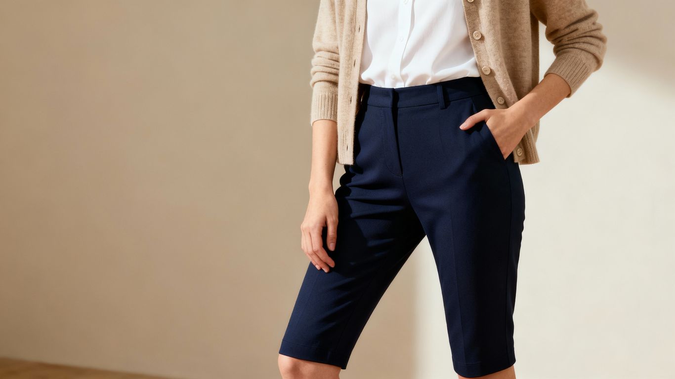 Woman in cardigan and capri pants