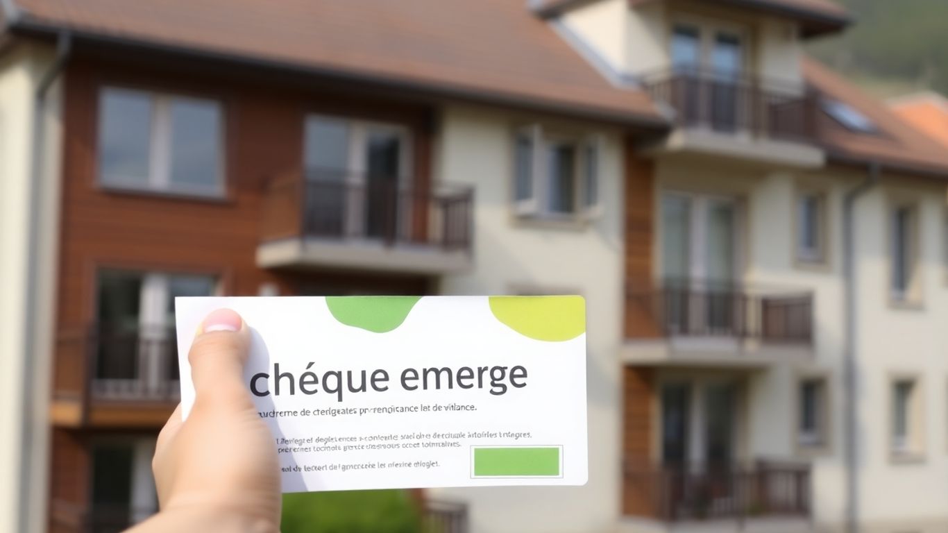 Main de personne tenant un chèque énergie, Pyrénées-Atlantiques.